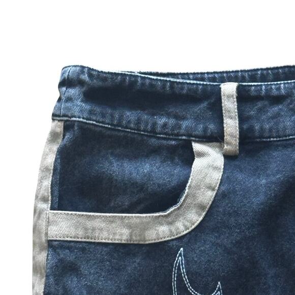 New AFTERHOUR Midnight Rodeo Set Black Wash Denim Embroidered Mini Skirt Sz M - Picture 3 of 12